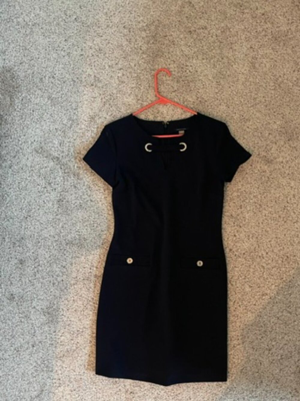 Tommy Hilfiger Women Classic Scuba Crepe Two Pocket Shift dress (Navy)
